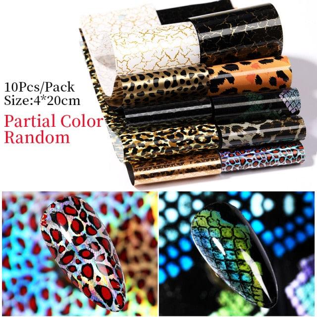 Snake Leopard Nail Foils Marble Nail Art Transfer Sticker Slider Nail Art Decal Manicuring Design Tip Decoration Decal Self-Adhesive 3D Wave Design Decoration for Women Girls Adhesive Striping Tape Nail Art Stickers Metallic Curve Strip Line Nail Decal