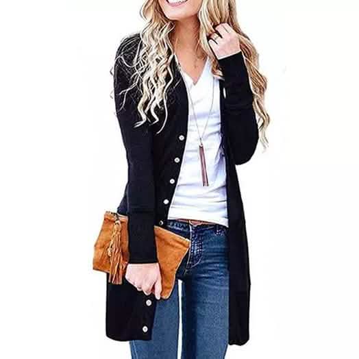 Snap Button Long Cardigan