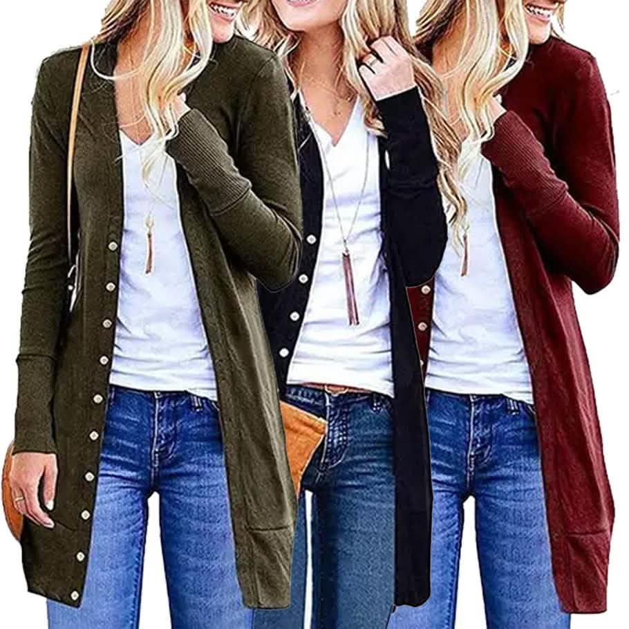 Snap Button Long Cardigan