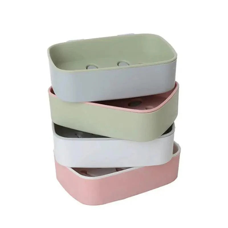 Soap Rack No Drilling Wall Mounted Double Layer Soap Holder Soap Sponge Dish Bathroom Accessories Soap Dishes Self Adhesive Soap Dish Bar Soap Holder Soap Dishes Tray Saver Case Box for Shower Bathroom Kitchen Dish Drainer Drying Rack