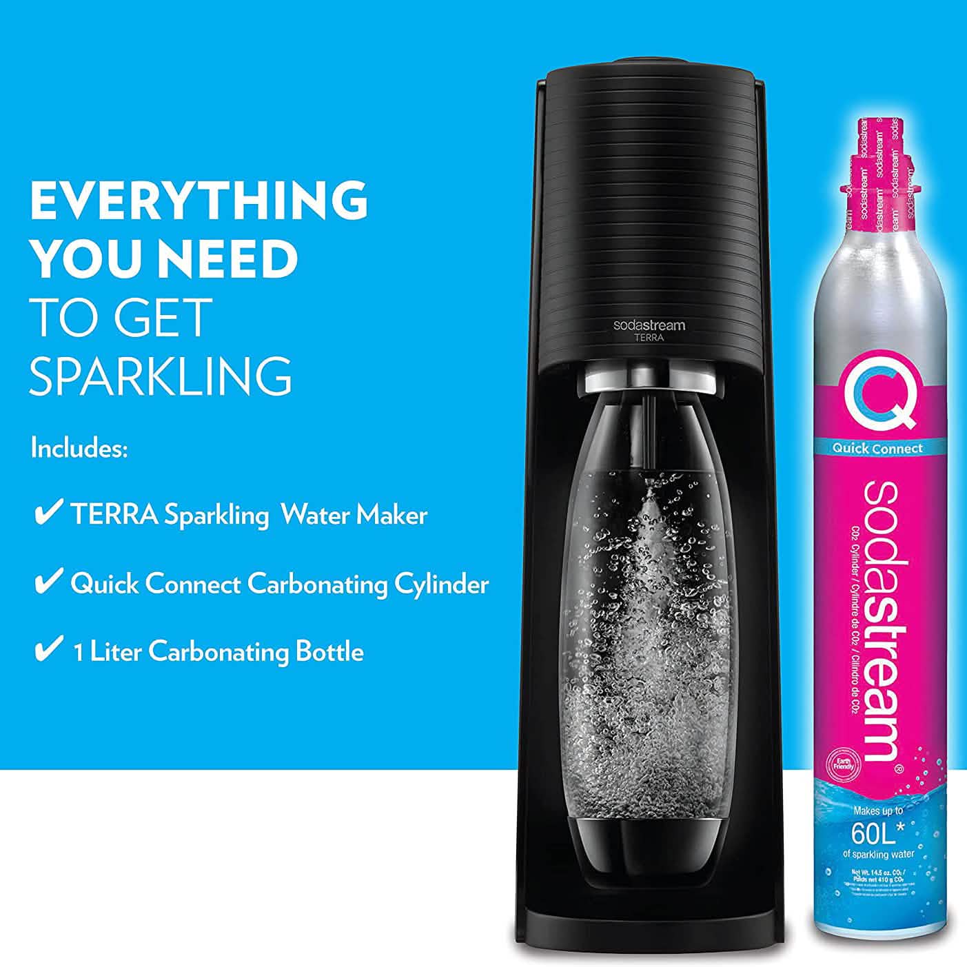 SodaStream Terra Sparkling Water Maker with CO2 and DWS Bottle