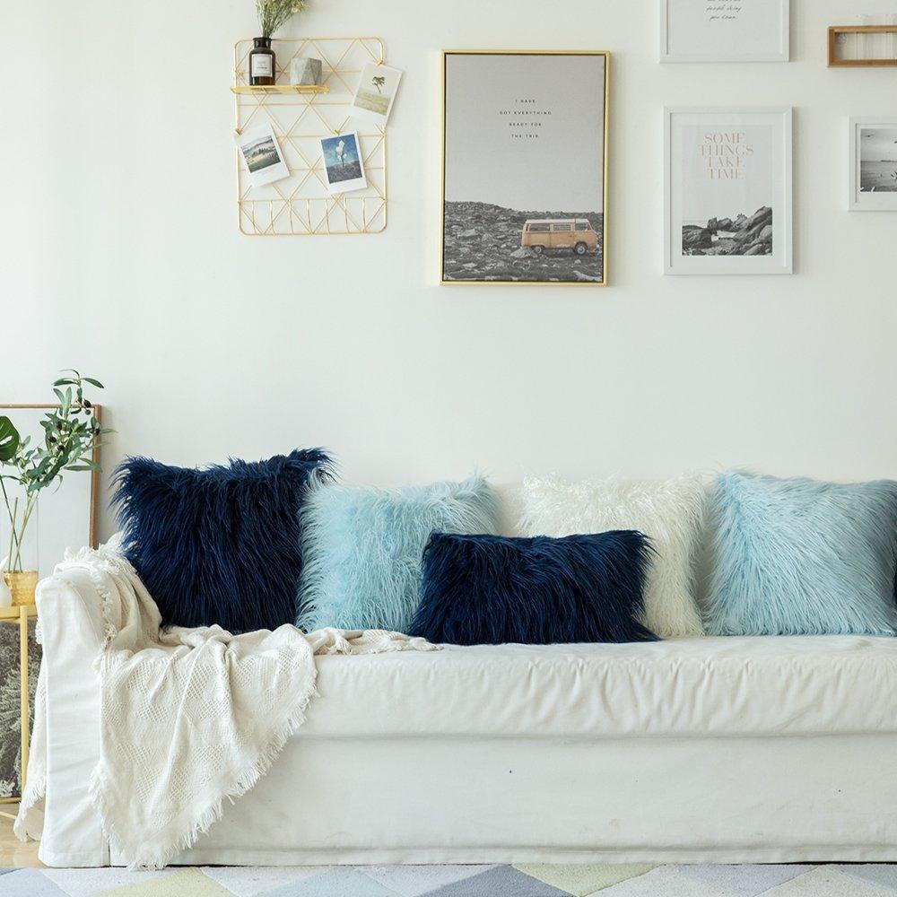 Soft Fur Polyester Cotton Pillow Covers Cushion Covers Luxury Soft Decorative Pillow Covers Home Decor Pillow Covers Living Room Bedroom Decorative Pillowcase Shaggy Fluffy Cover 45x45CM