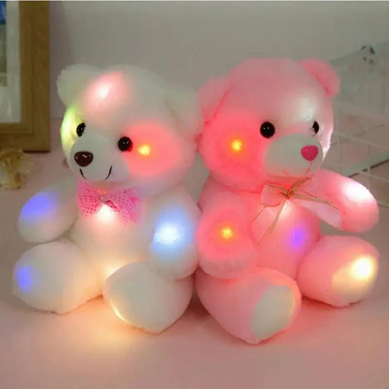 Soft Plush Doll, Light Up LED Teddy Bear Stuffed Animals, Mini Glow Bear Plush Toy Creative Colorful Glowing Teddy Bear Doll Gifts for Bedroom, Kids, Baby, Valentine - Pink