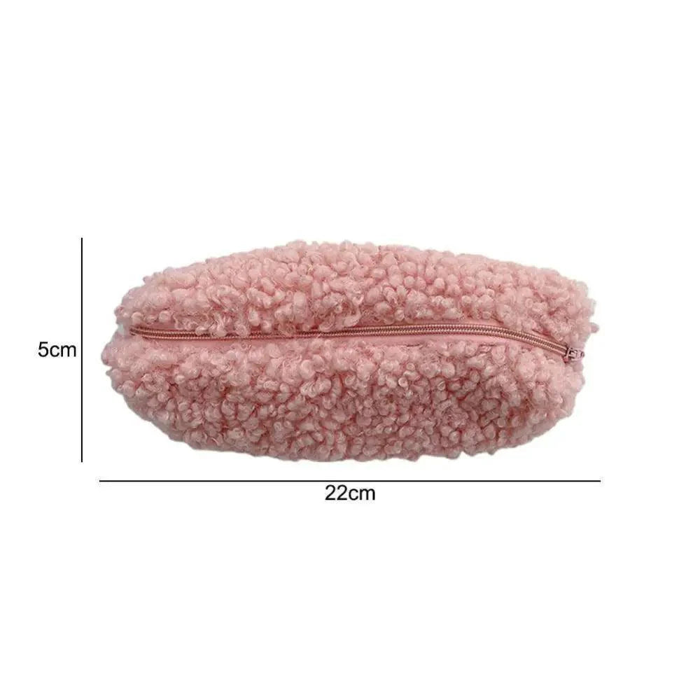 Soft Plush Pencil Case Stationery Pouch Cosmetic Zipper Pouch Bag Simple Lightweight Design