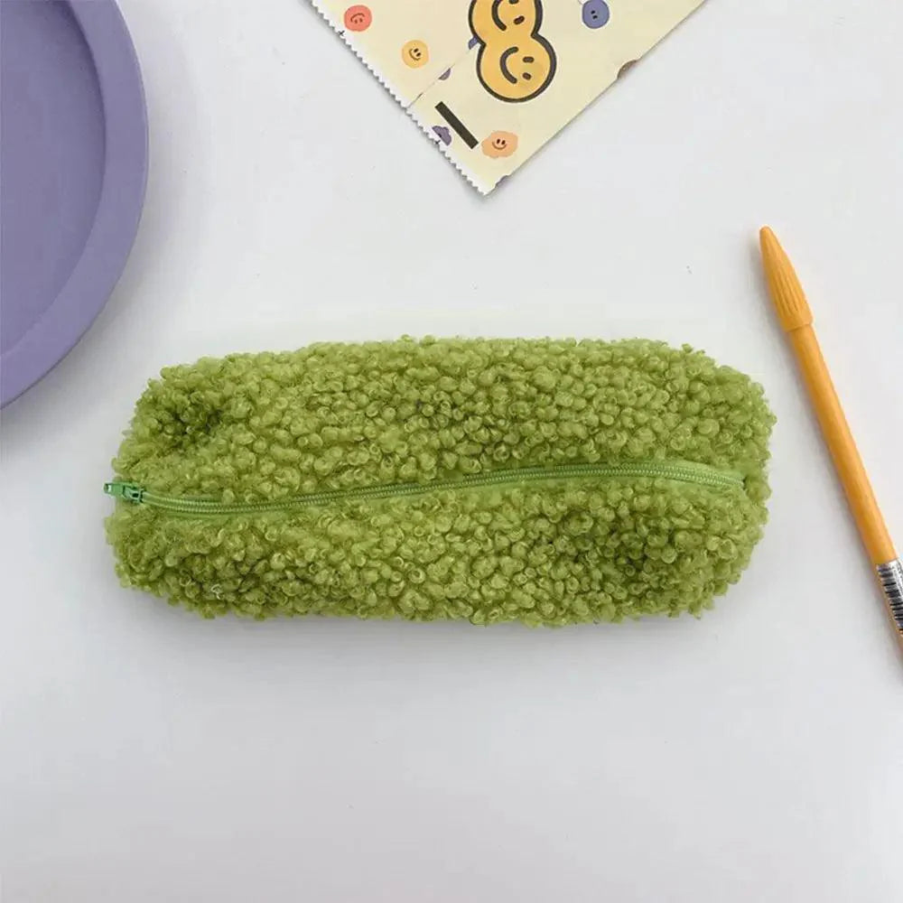 Soft Plush Pencil Case Stationery Pouch Cosmetic Zipper Pouch Bag Simple Lightweight Design