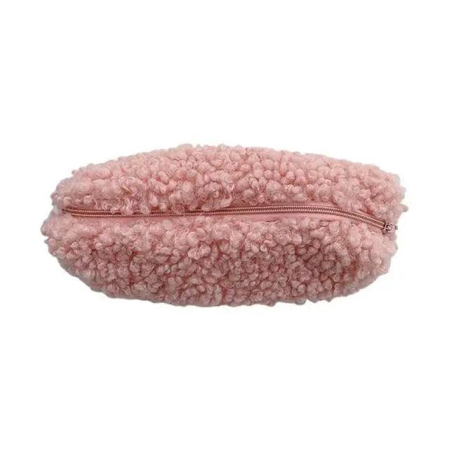 Soft Plush Pencil Case Stationery Pouch Cosmetic Zipper Pouch Bag Simple Lightweight Design
