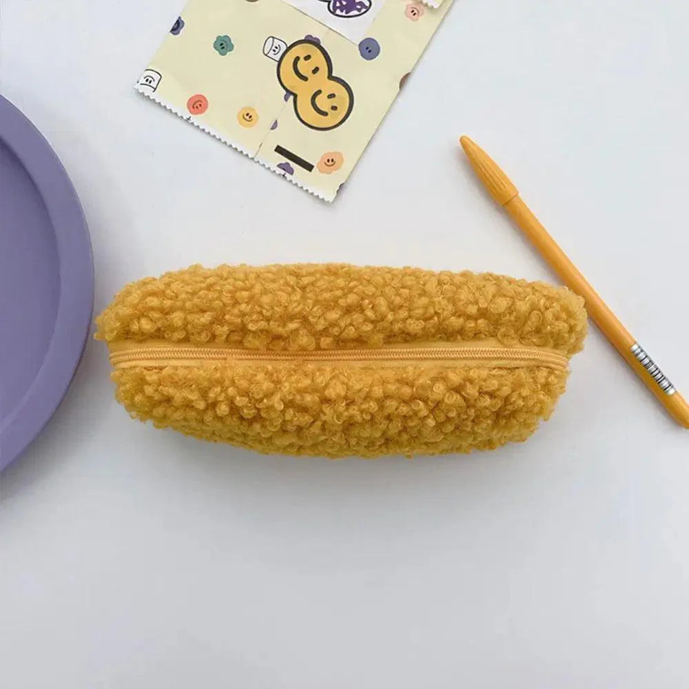 Soft Plush Pencil Case Stationery Pouch Cosmetic Zipper Pouch Bag Simple Lightweight Design