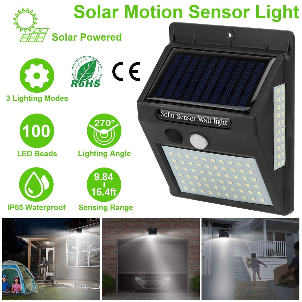 Solar 100 LEDs PIR Motion Sensor Wall Light