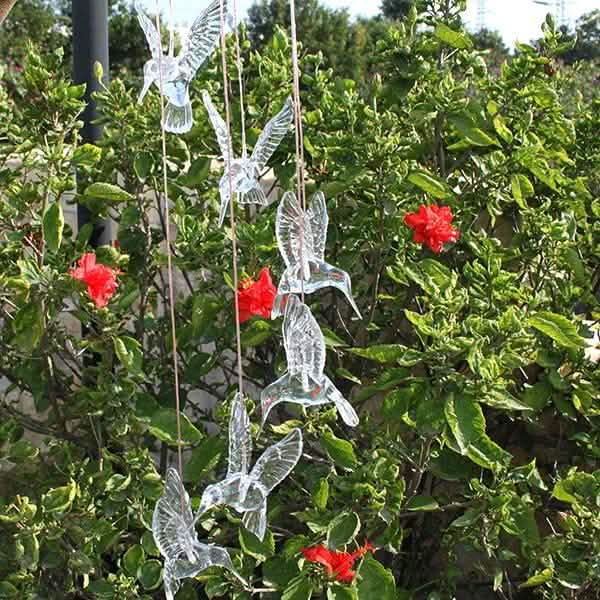Solar Color Changing LED Hummingbird Wind Chimes
