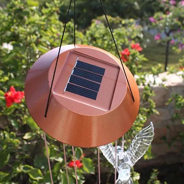 Solar Color Changing LED Hummingbird Wind Chimes