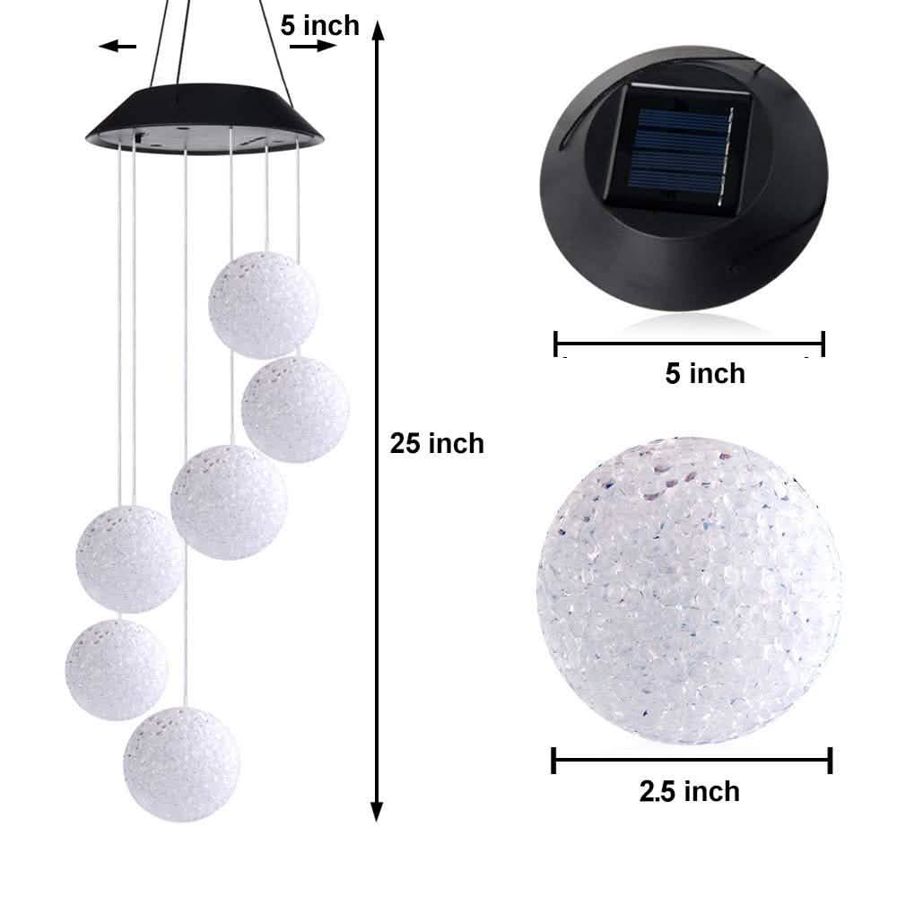 Solar LED Color Changing Wind Chime Light Spinner Hanging Spiral String Light