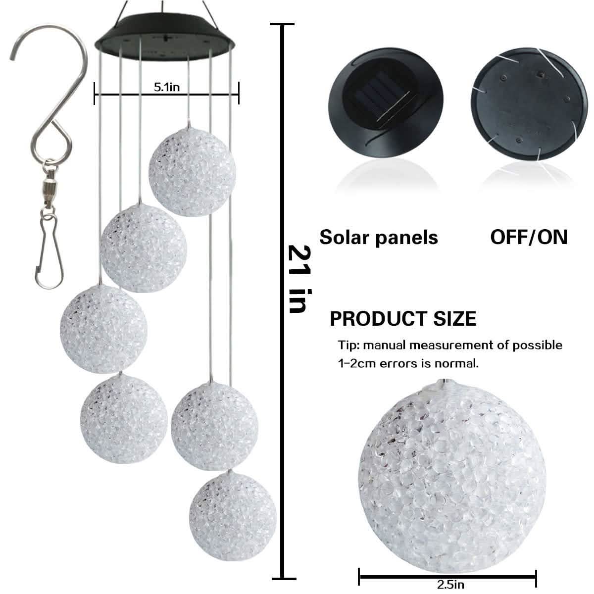 Solar LED Color Changing Wind Chime Light Spinner Hanging Spiral String Light