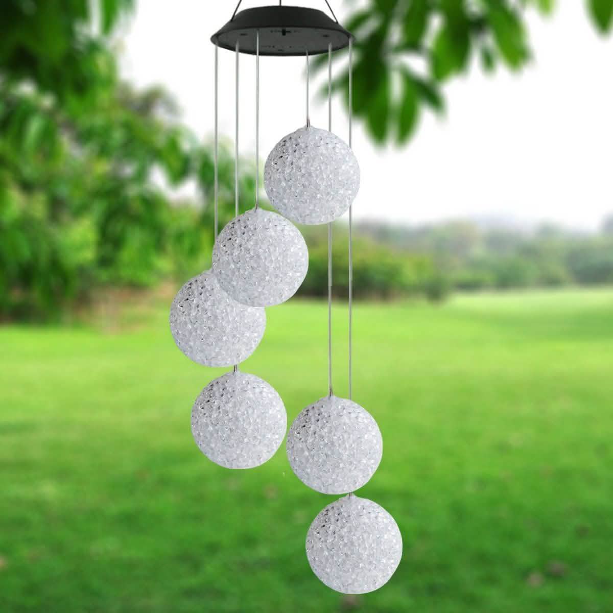 Solar LED Color Changing Wind Chime Light Spinner Hanging Spiral String Light