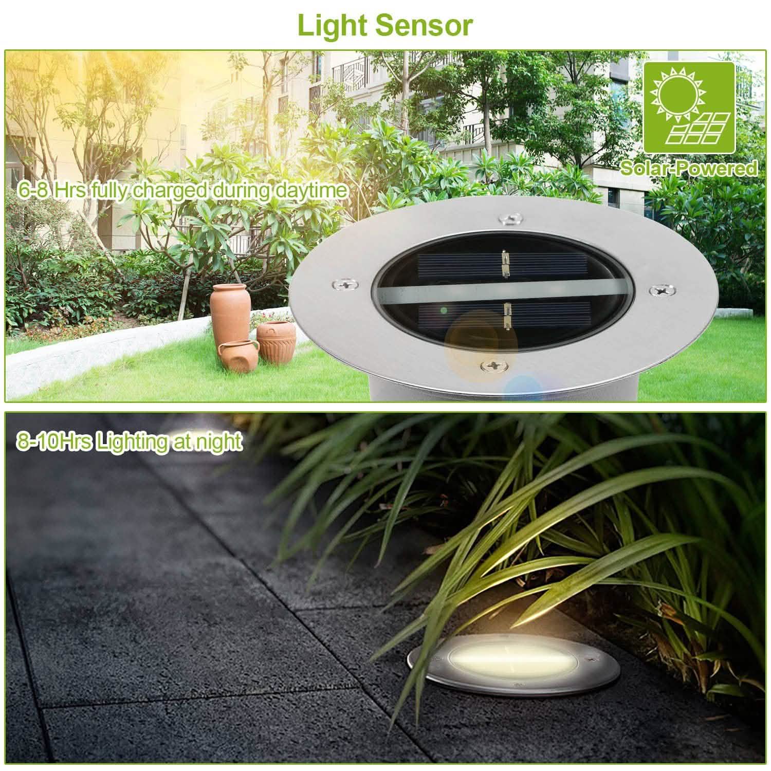 Solar LED Disk Lights IP44 Water Resistant Light Sensor