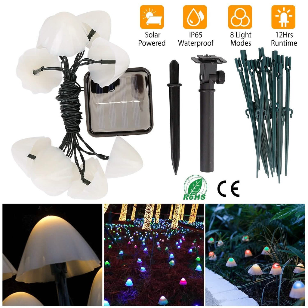 Solar Mushroom Lights Outdoor Decoration 10 LED Light Stake