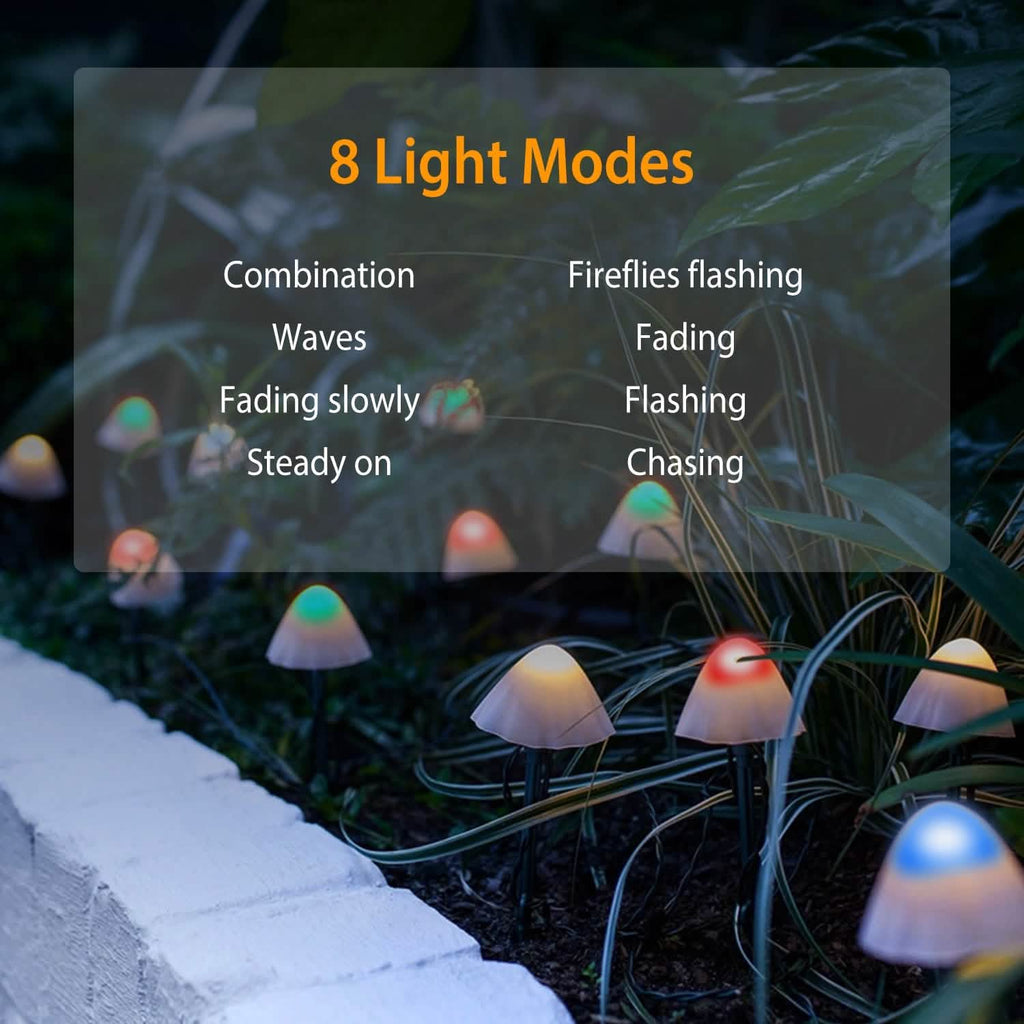 Solar Mushroom Lights Outdoor Decoration 10 LED Light Stake