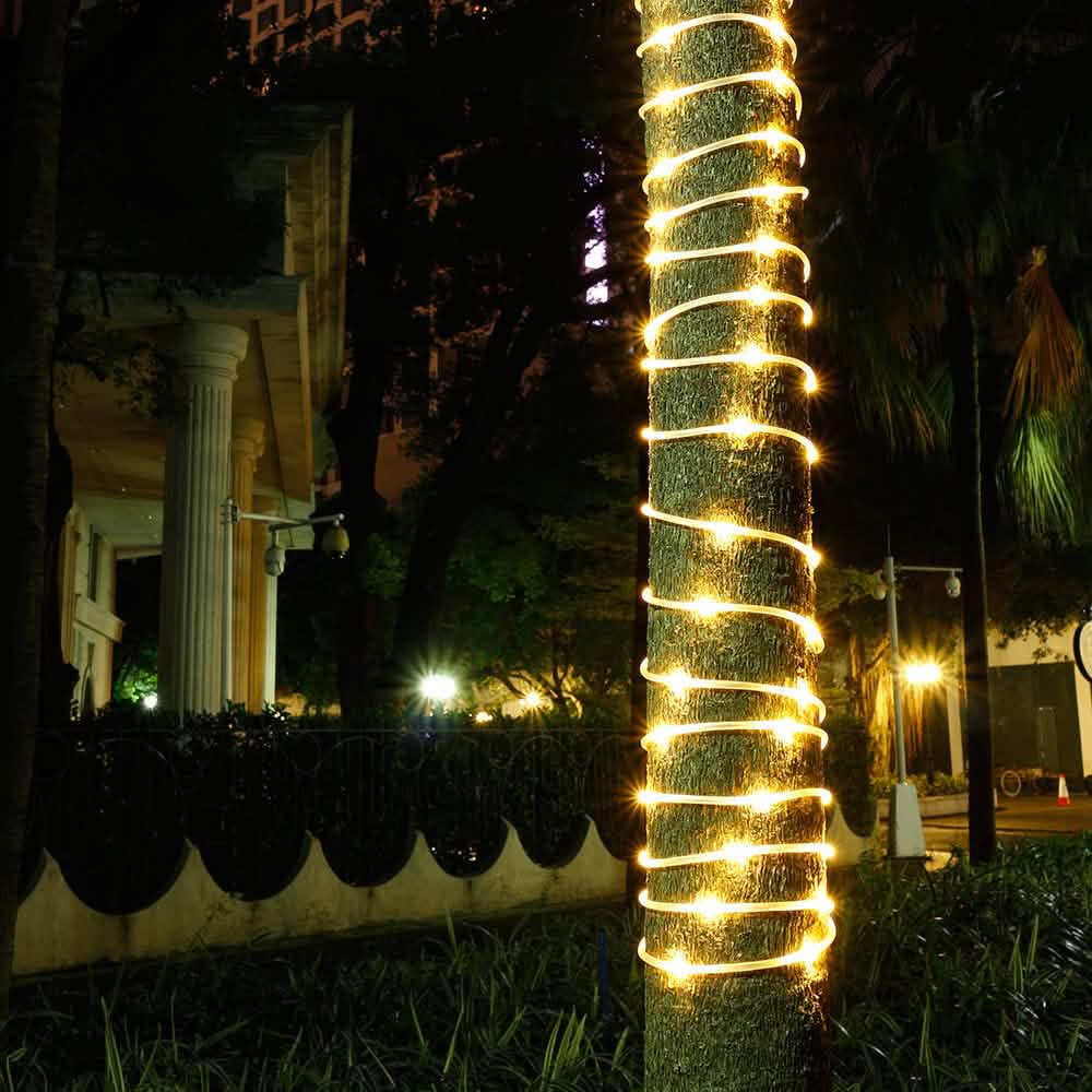 Solar Panel Powered 75.5 Ft. Warm White Rope String Fairy Lights