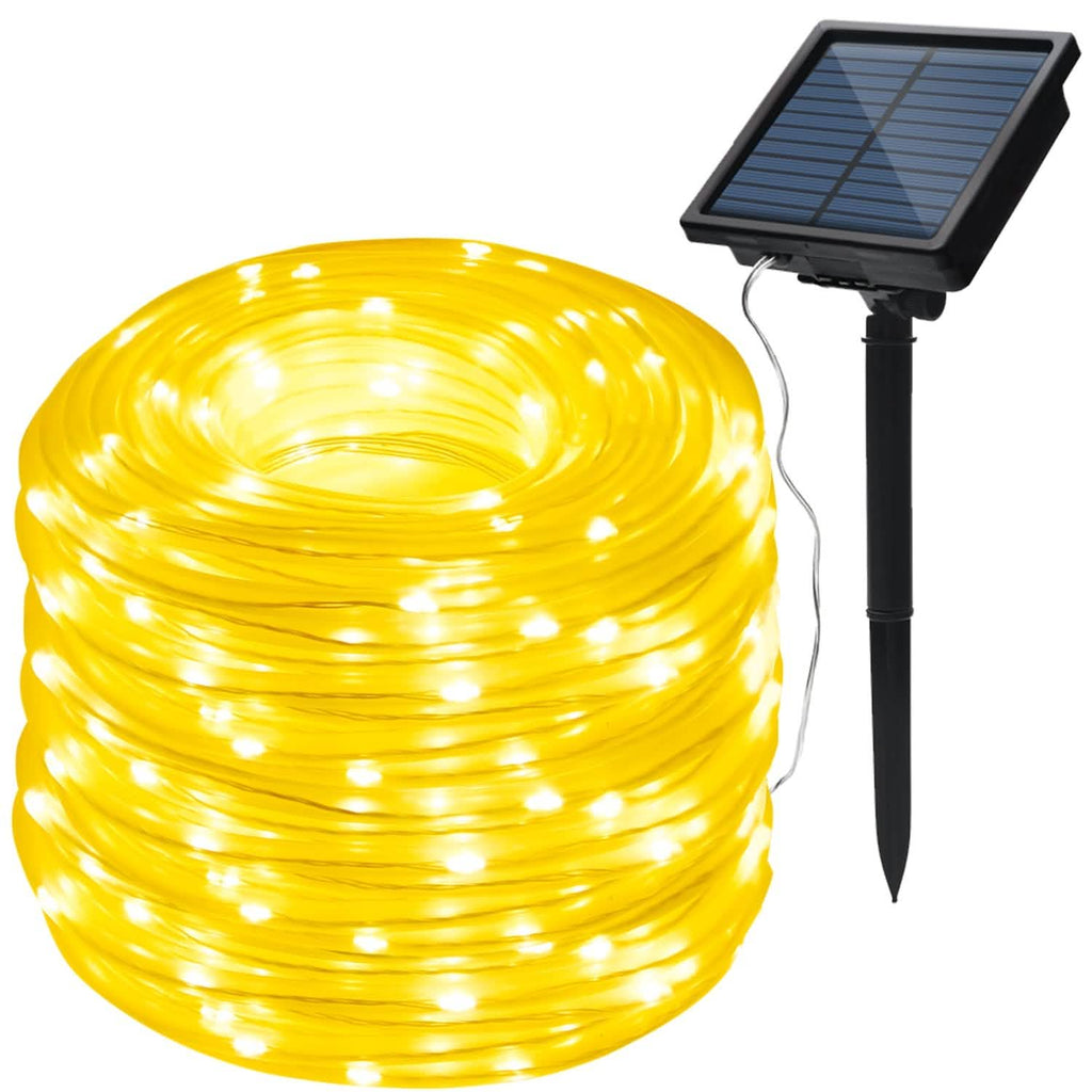 Solar Panel Powered 75.5 Ft. Warm White Rope String Fairy Lights
