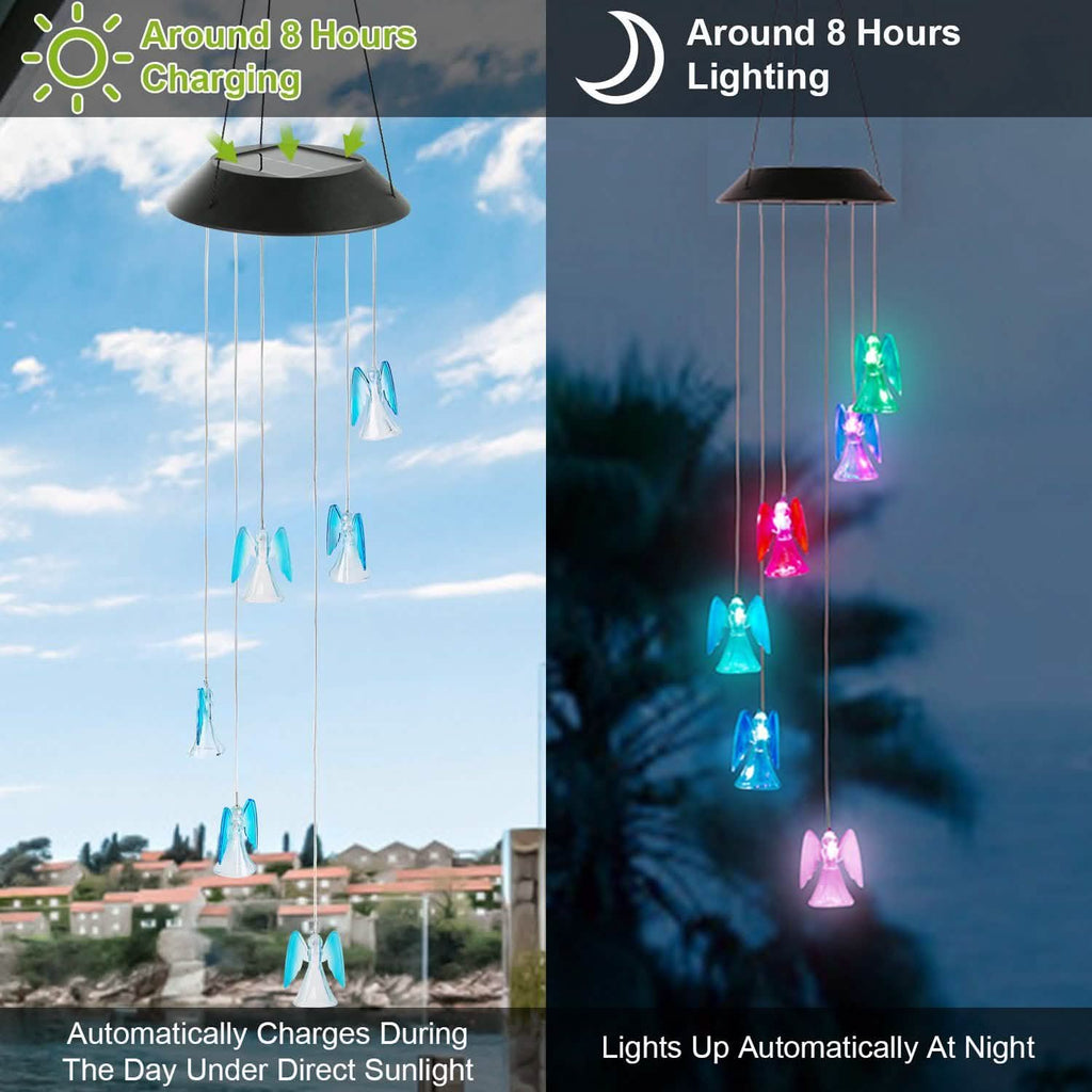 Solar Powered Angel Lights Wind Chimes LED Color Changing