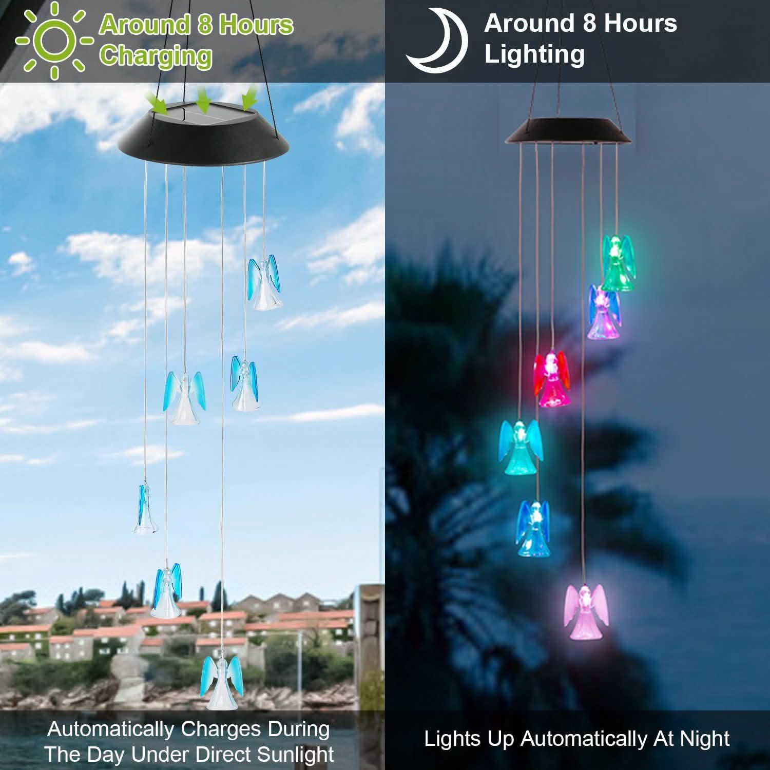 Solar Powered Angel Lights Wind Chimes LED Color Changing