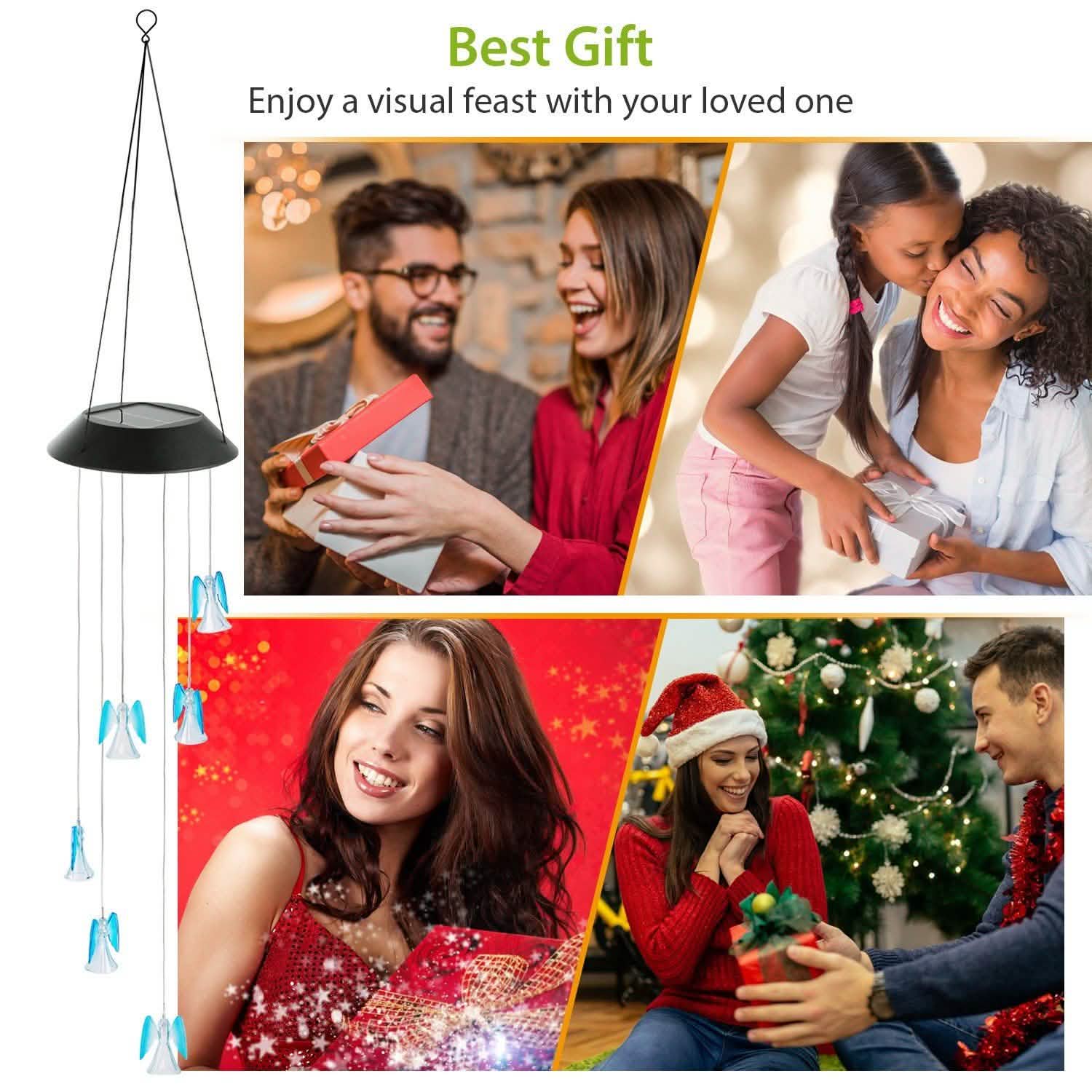 Solar Powered Angel Lights Wind Chimes LED Color Changing