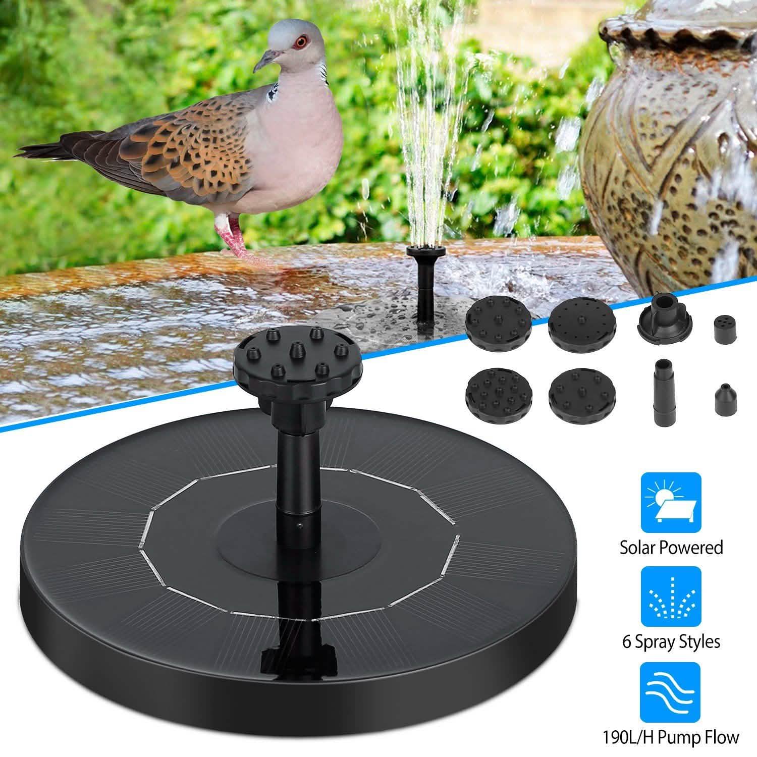 Solar Powered Fountain Pump Floating Bird Bath Pond
