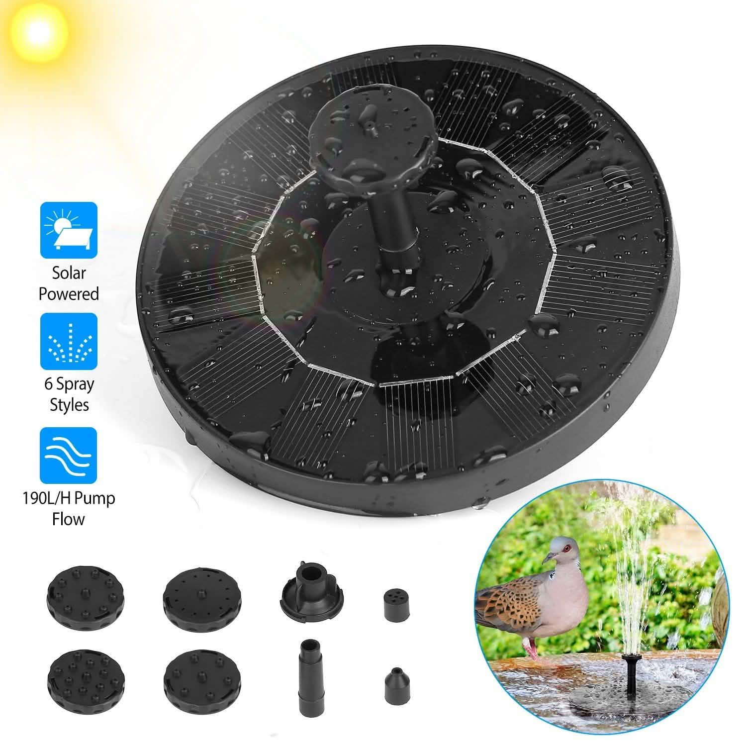 Solar Powered Fountain Pump Floating Bird Bath Pond
