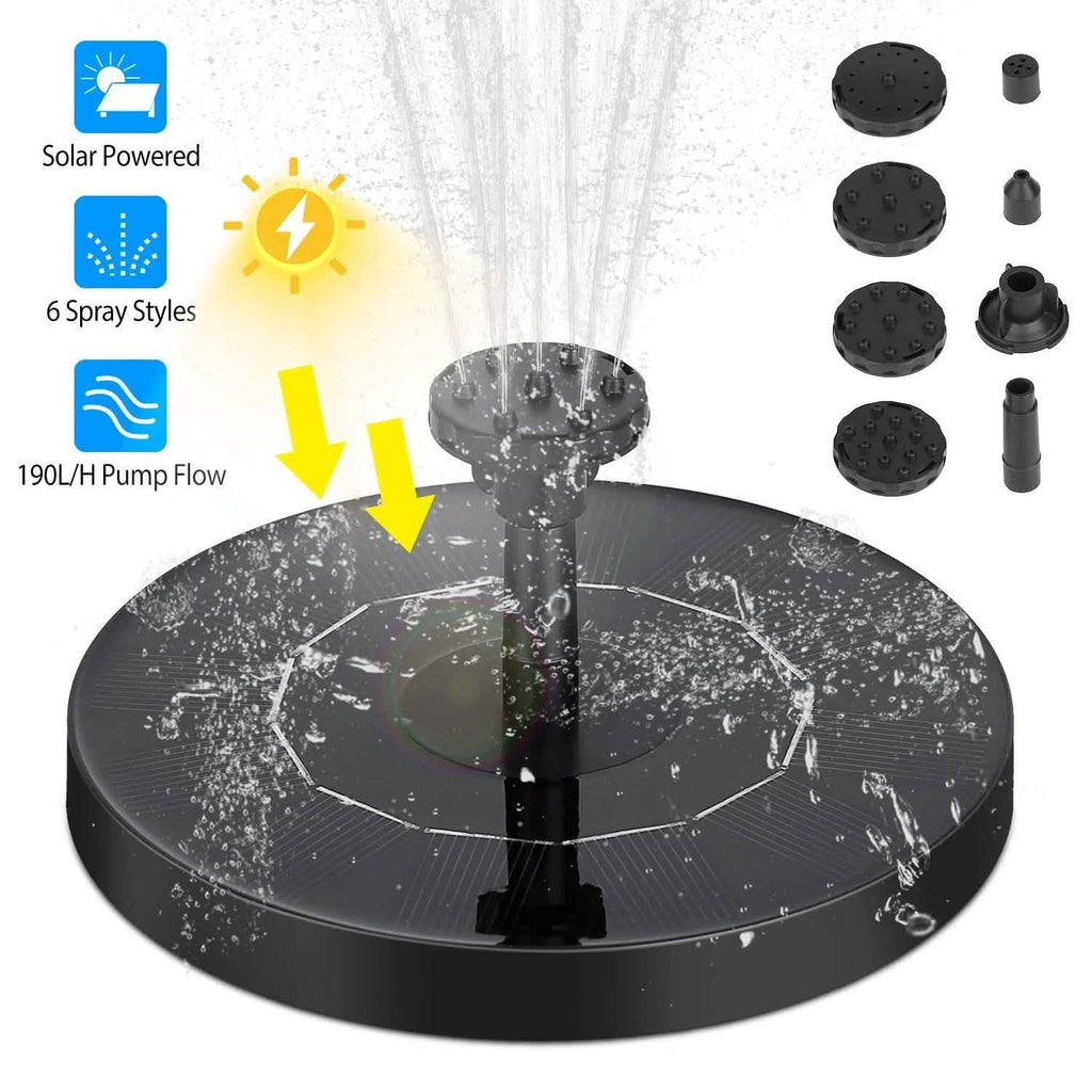 Solar Powered Fountain Pump Floating Bird Bath Pond