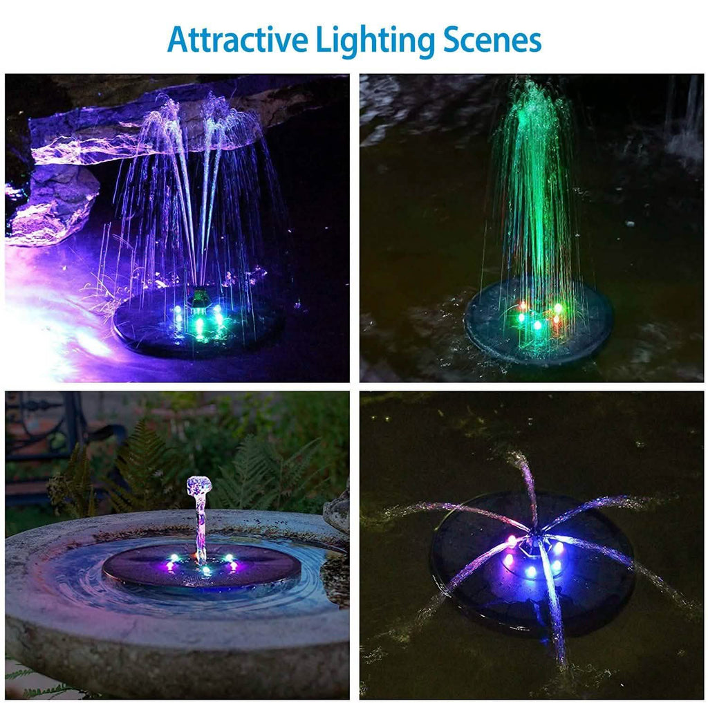 Solar Powered Fountain Pump with LED Lights