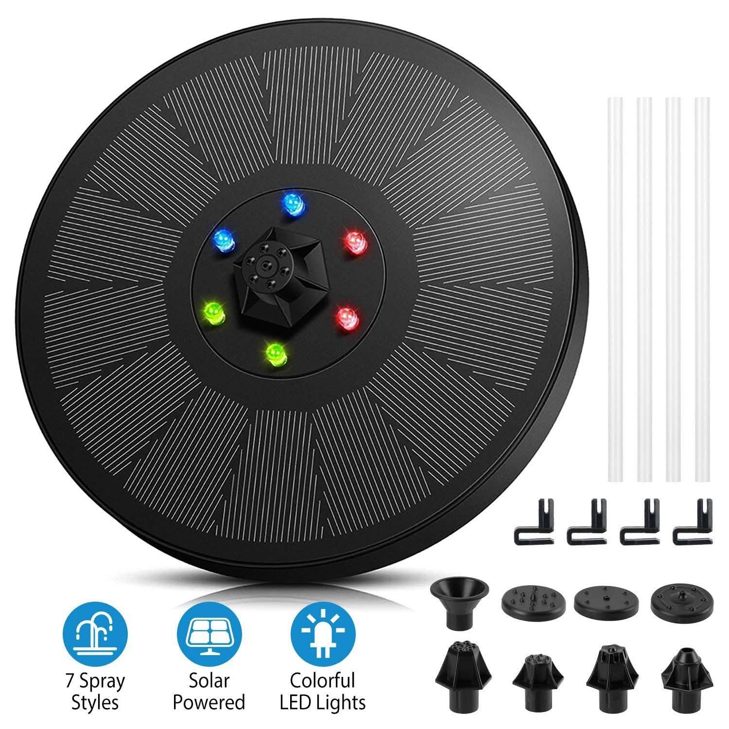 Solar Powered Fountain Pump with LED Lights