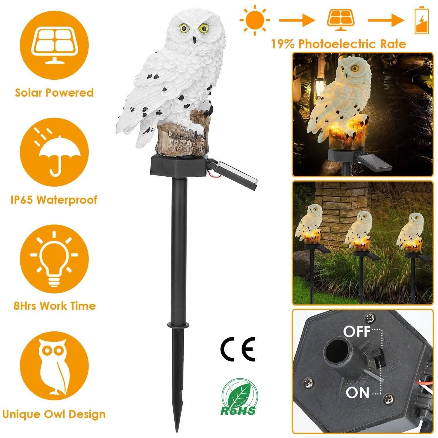 Solar Powered Owl Garden Light IP65 Waterproof