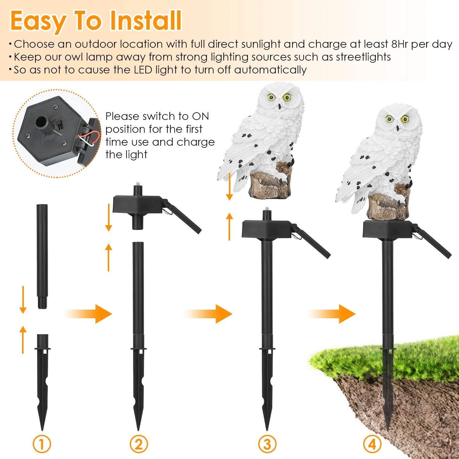 Solar Powered Owl Garden Light IP65 Waterproof