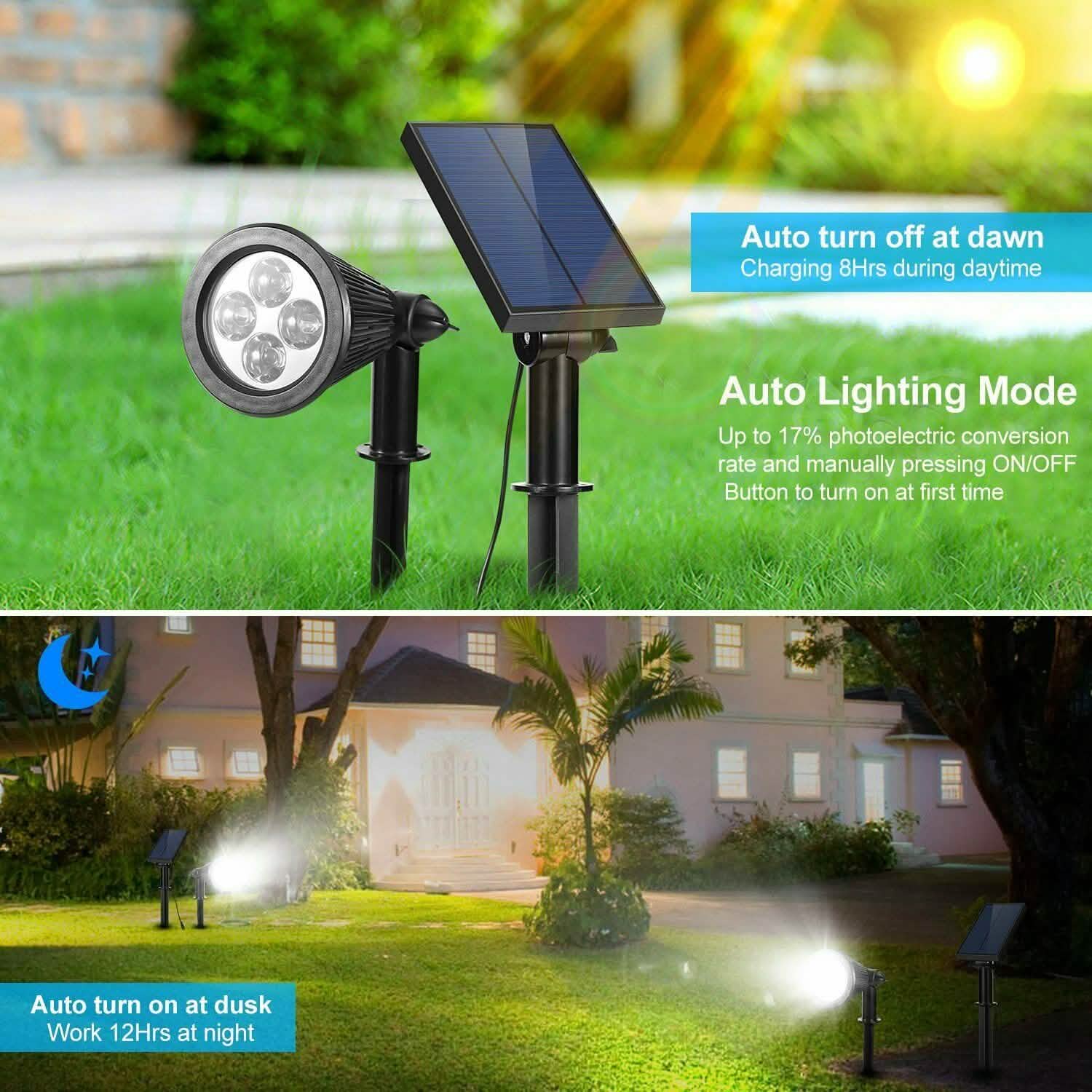 Solar Powered Spotlight Outdoor Garden Lamp Waterproof