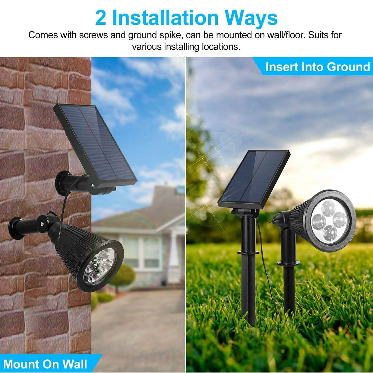 Solar Powered Spotlight Outdoor Garden Lamp Waterproof