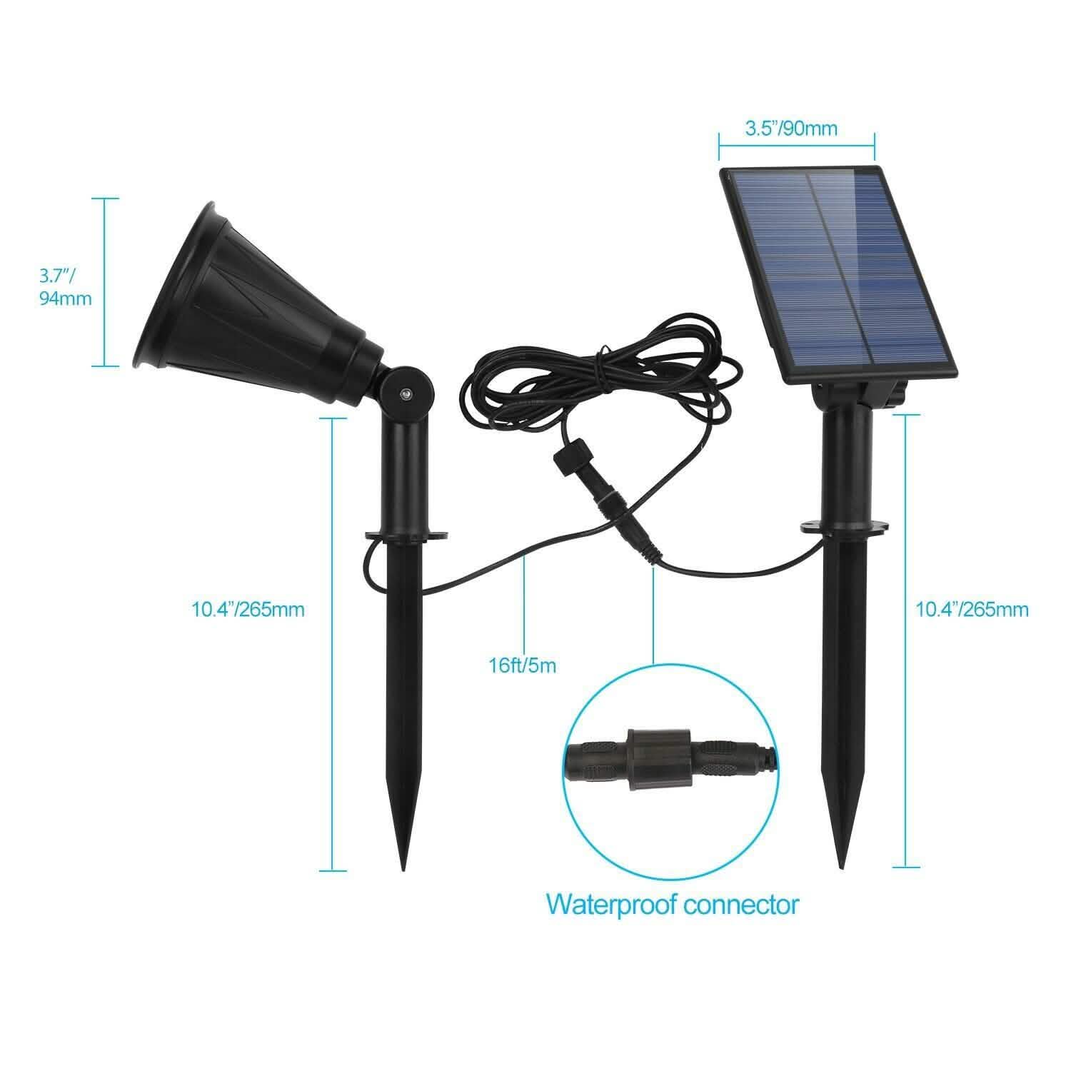 Solar Powered Spotlight Outdoor Garden Lamp Waterproof