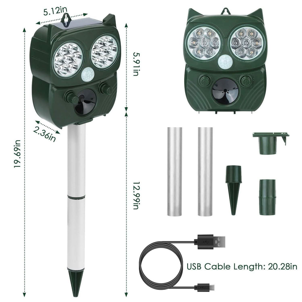 Solar Powered Ultrasonic Animal Repeller PIR Motion Sensor