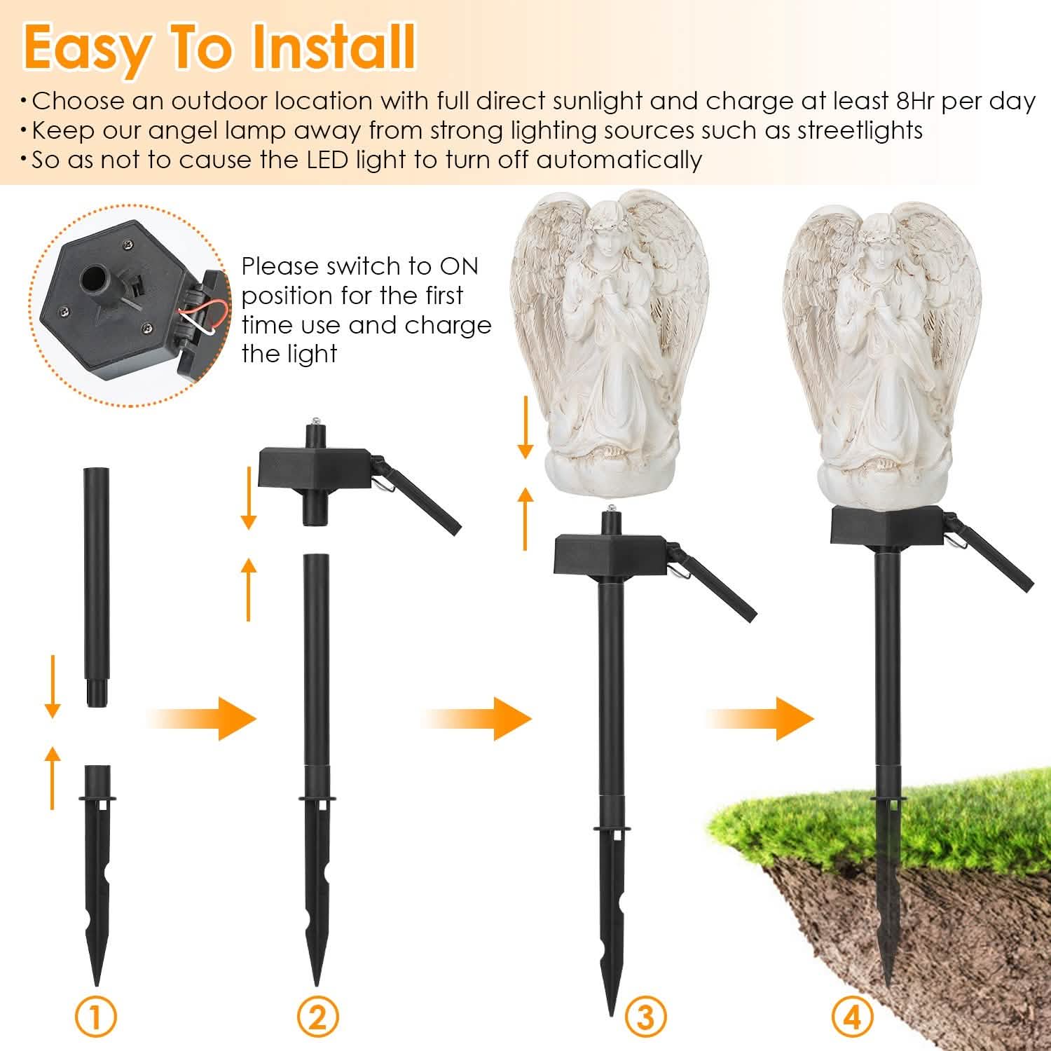 Solar Praying Angle Statue Garden Light