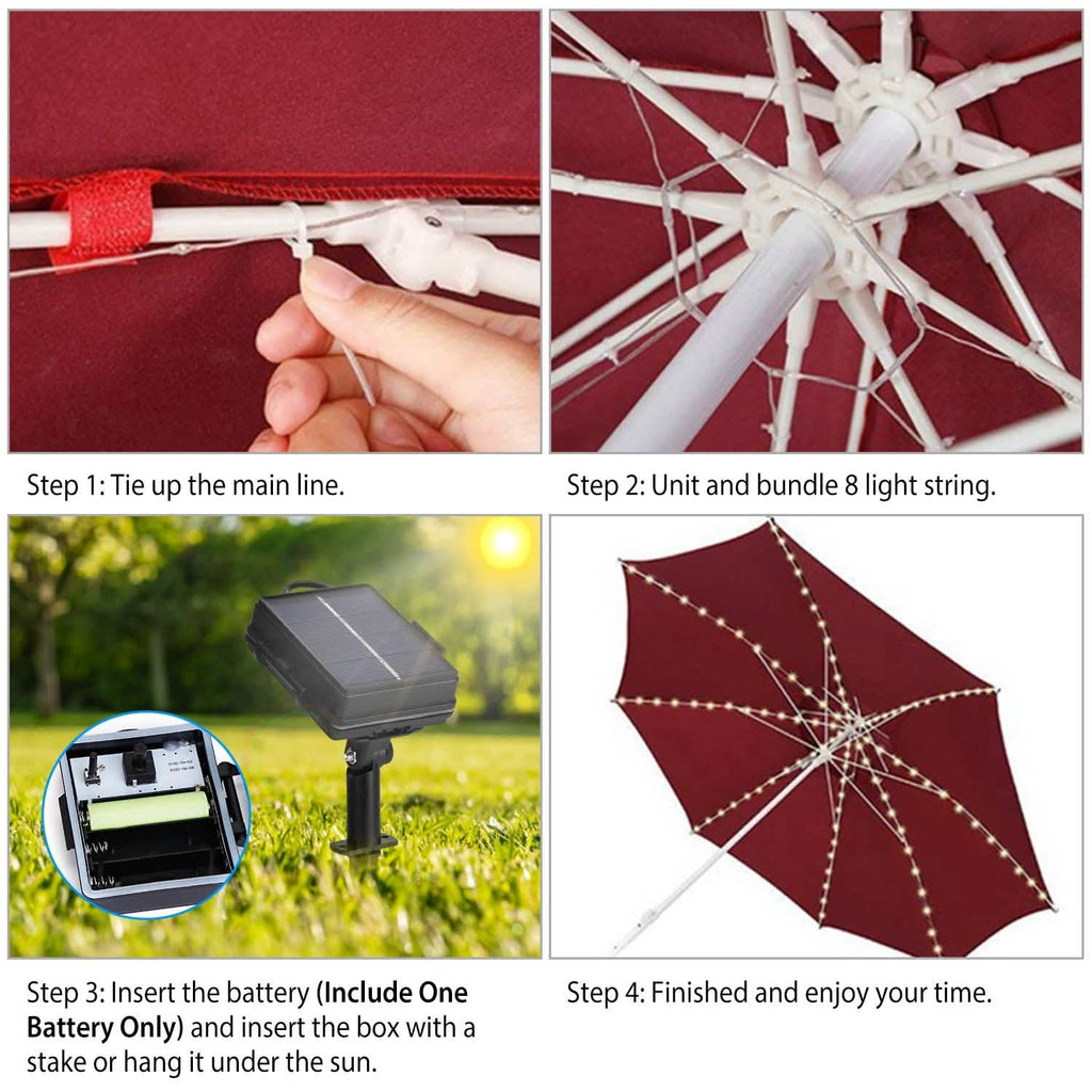 Solar Umbrella Outdoor String Light