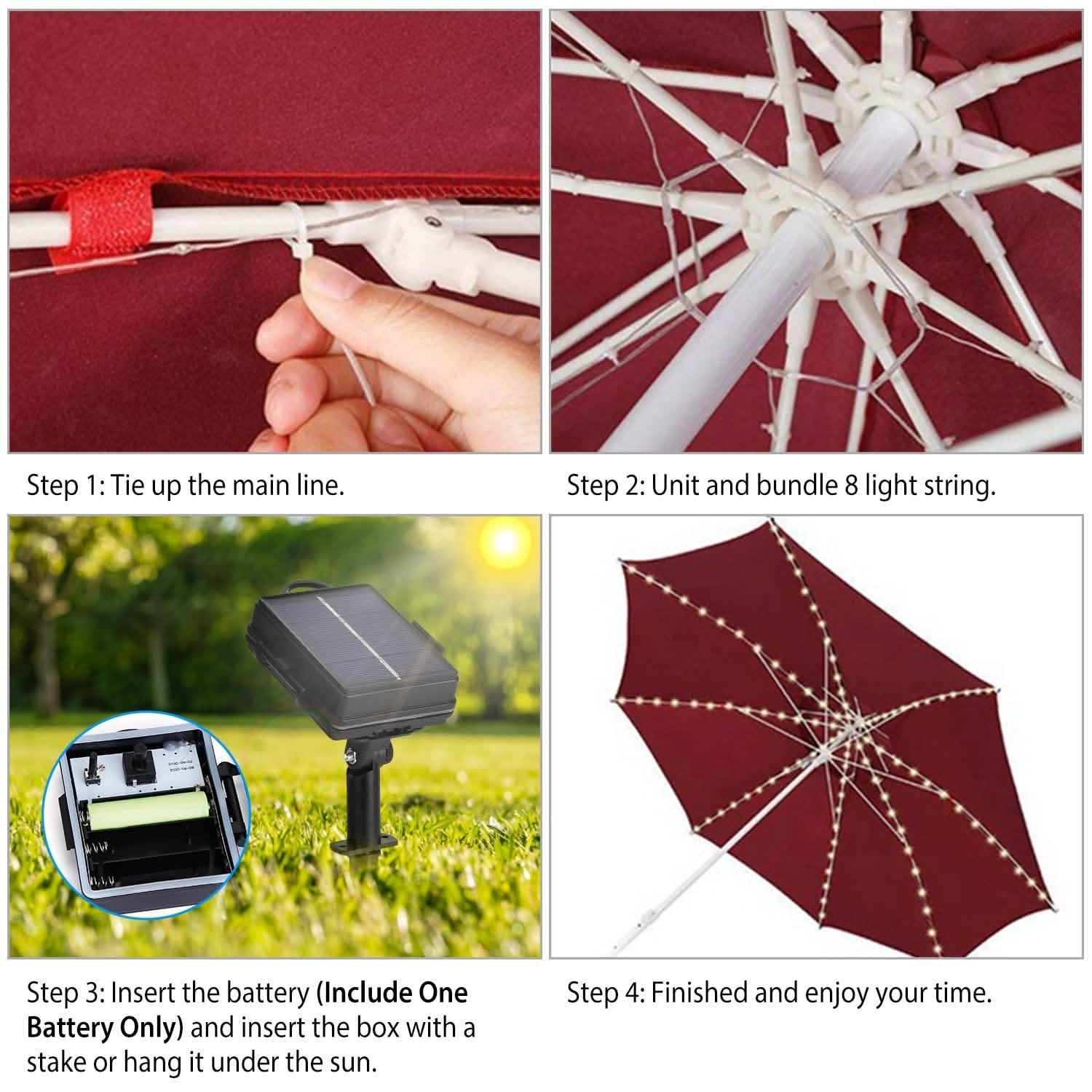 Solar Umbrella Outdoor String Light