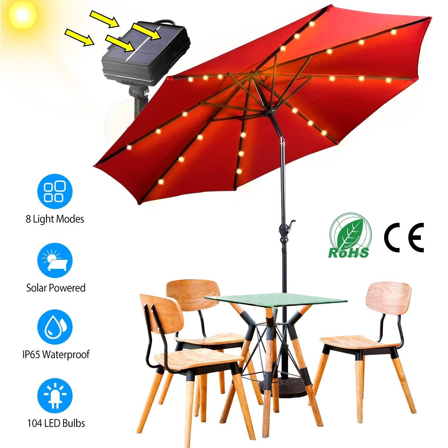 Solar Umbrella Outdoor String Light