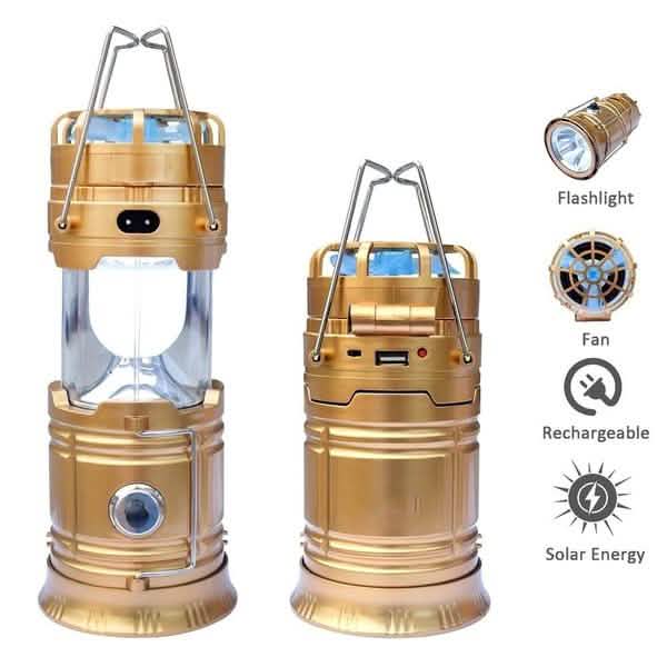 Solar USB Charging Tent Light + Fan
