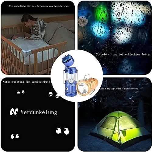 Solar USB Charging Tent Light + Fan