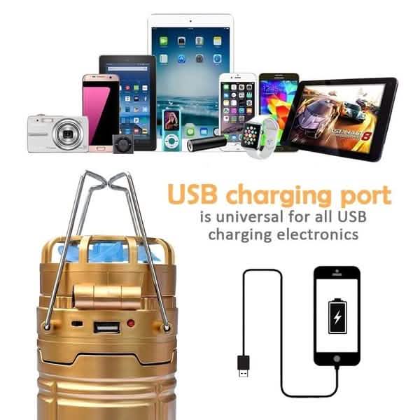 Solar USB Charging Tent Light + Fan