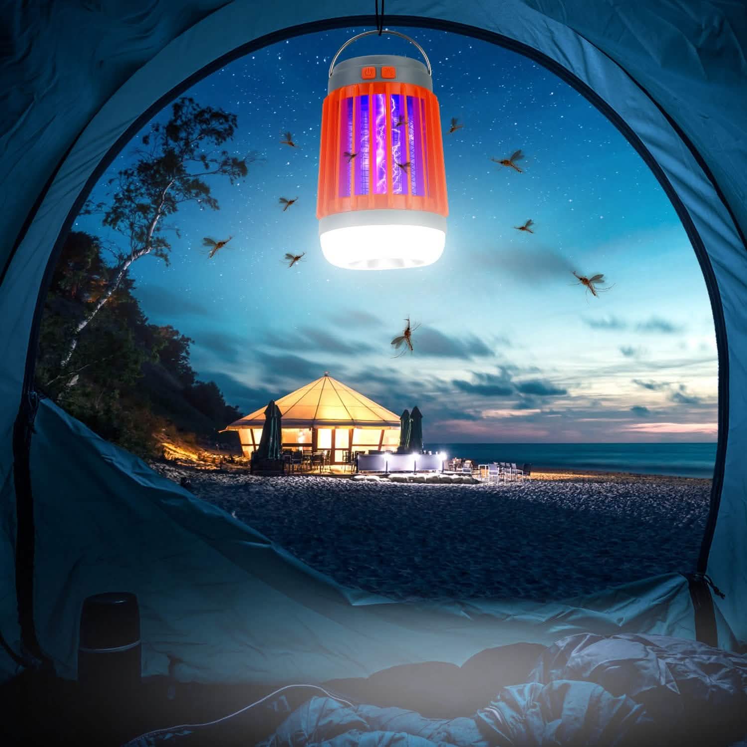 Solar USB Electric Bug Zapper with 5 Light Modes Hanging Hook