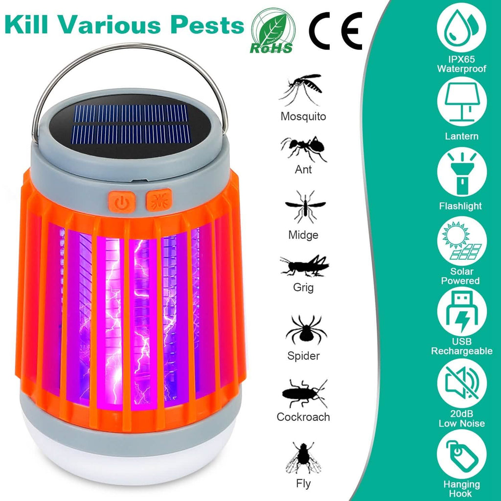 Solar USB Electric Bug Zapper with 5 Light Modes Hanging Hook
