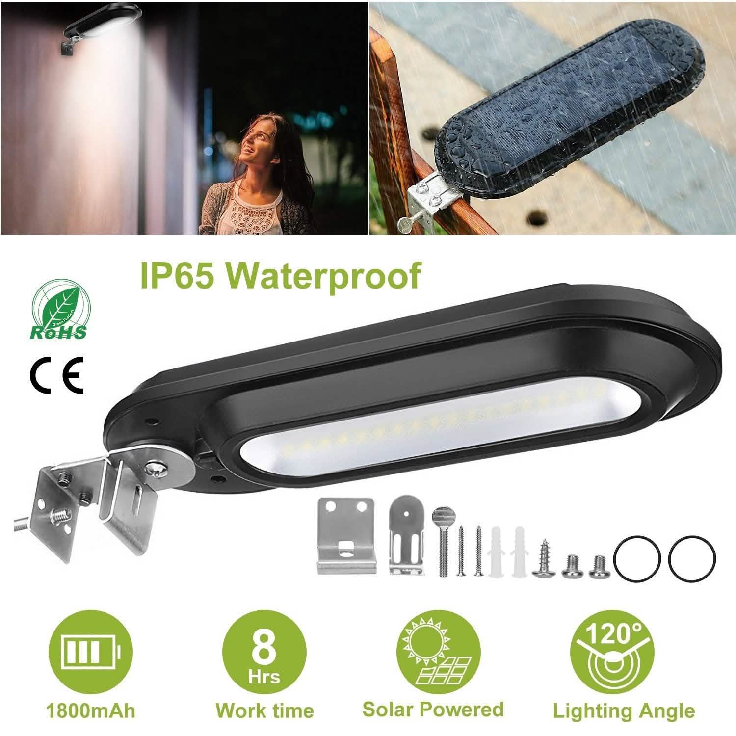 Solar Wall Light Outdoor 18 LED's Dusk to Dawn Fence Lamp