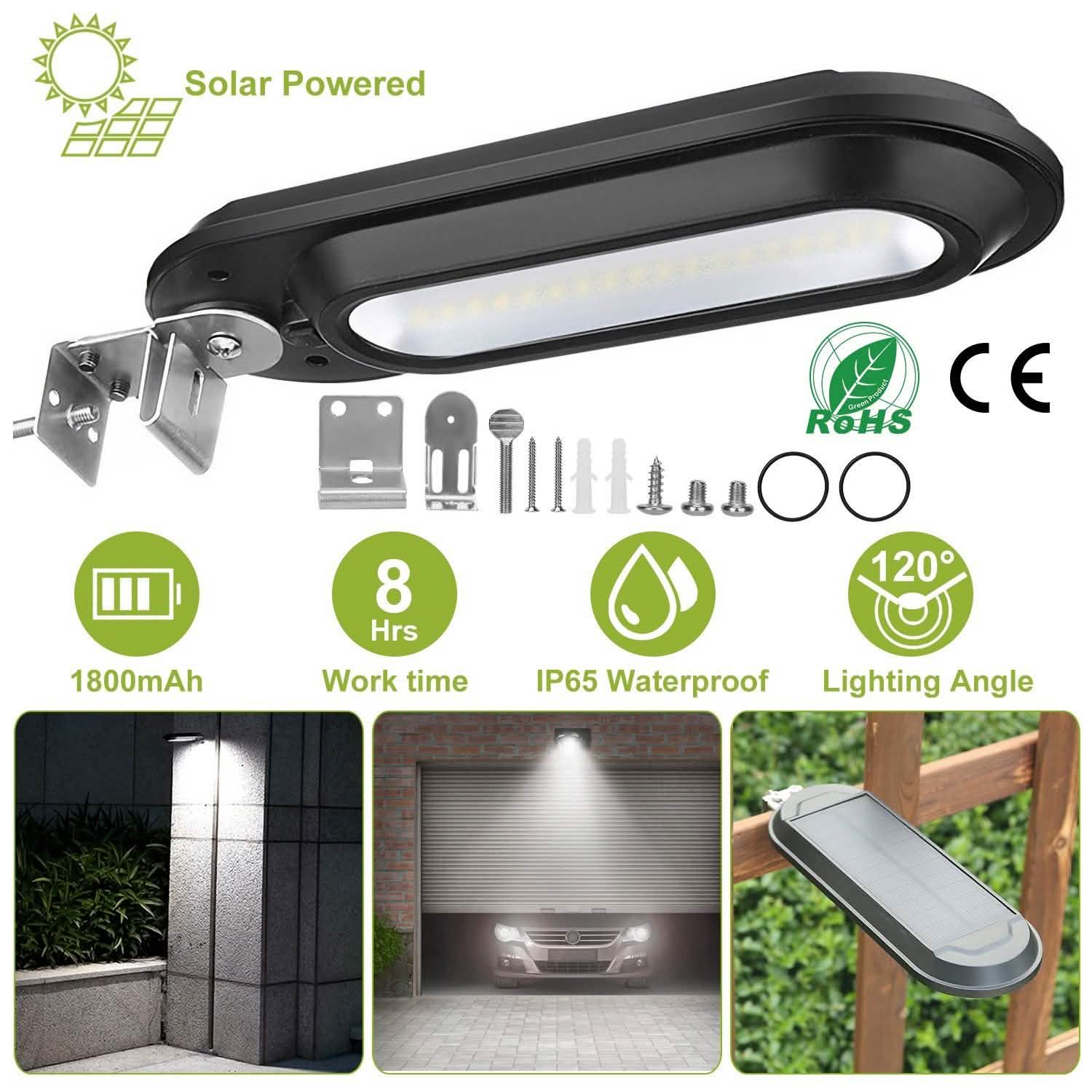 Solar Wall Light Outdoor 18 LED's Dusk to Dawn Fence Lamp