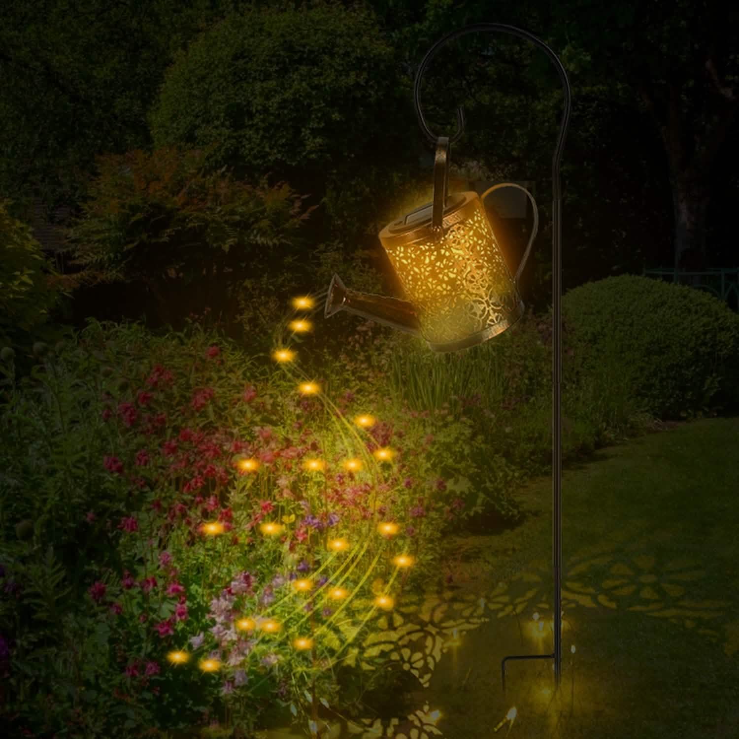 Solar Watering Can Powdered String Light Stake