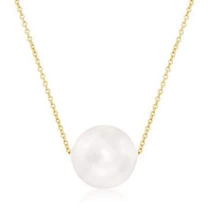 Solid 10K Gold Pearl Necklace