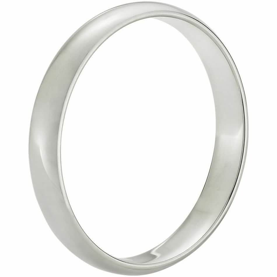 Solid 14K White Gold 3mm Comfort Fit Wedding Band Ring